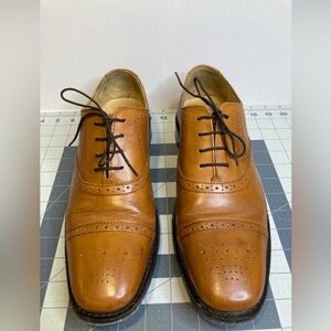 Samuel Windsor Mens 10 Tan Leather Lace Up Cap Toe Oxfords Dress Shoes